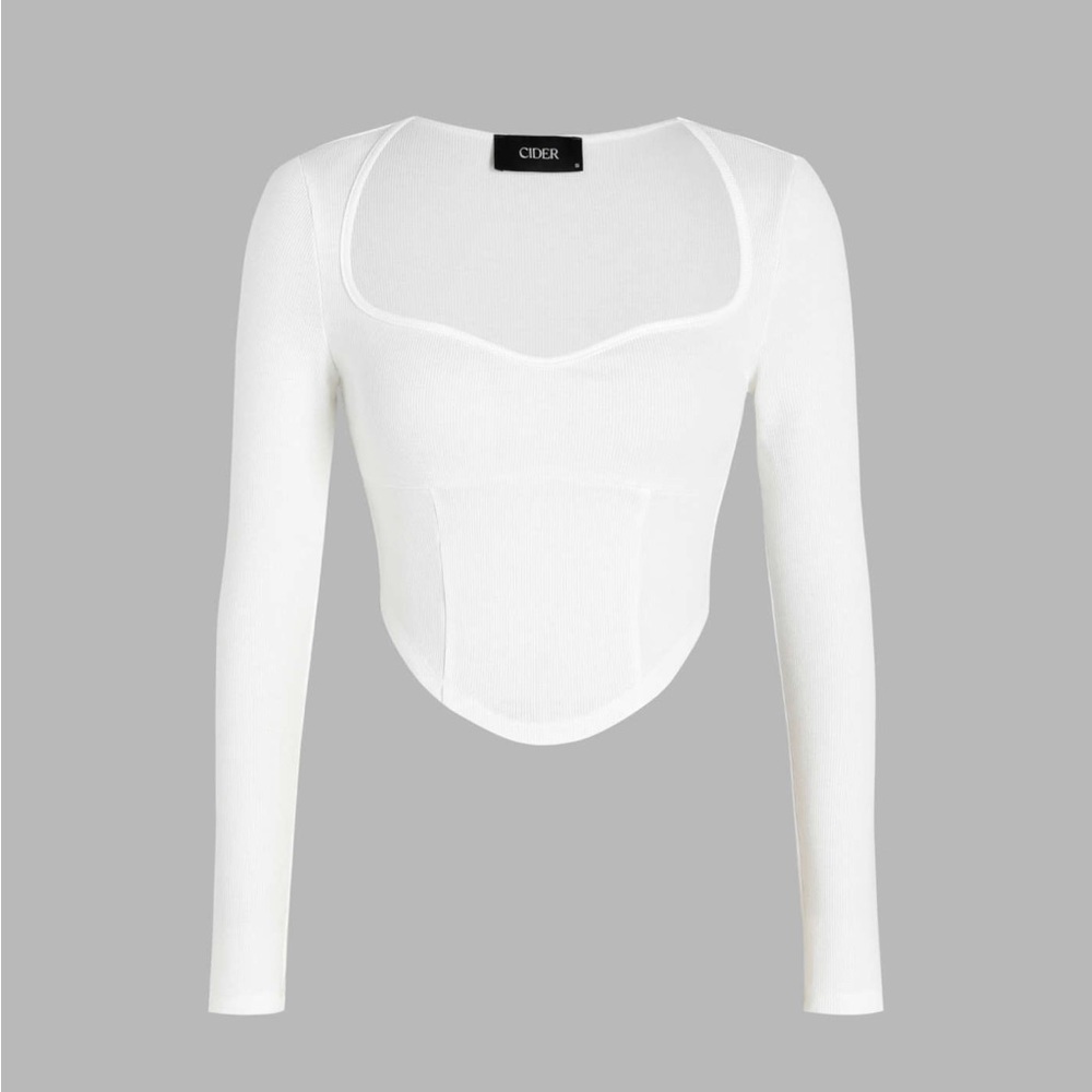 Cider: Recycled Fabric Solid Corset Long Sleeve Top NWT